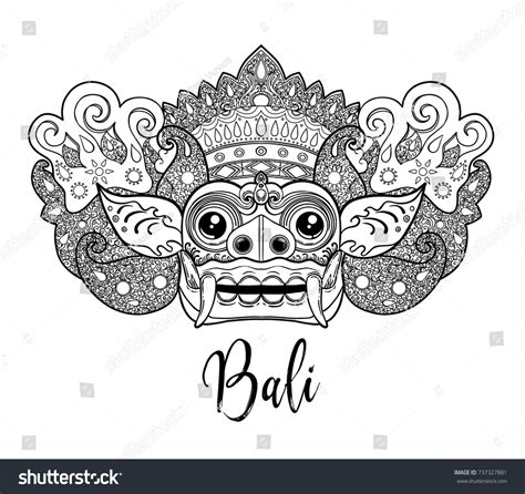 Barong Traditional Ritual Balinese Mask Vector เวกเตอร์สต็อก ปลอดค่า