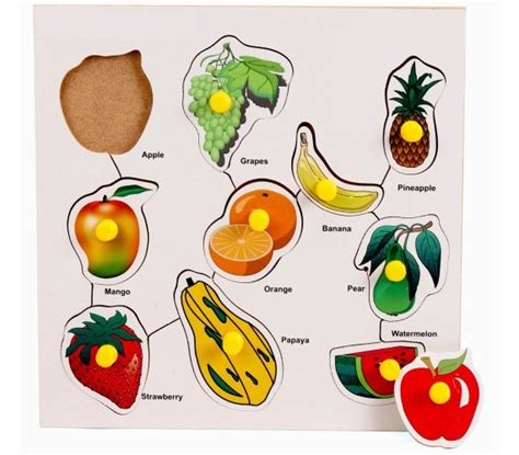 Up To 75 Off Buy Wooden Fruits Shape Match Puzzle With Knobs
