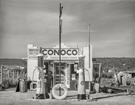 1940 Conoco Gas Station Penasco New Mexico Old Gas Stations