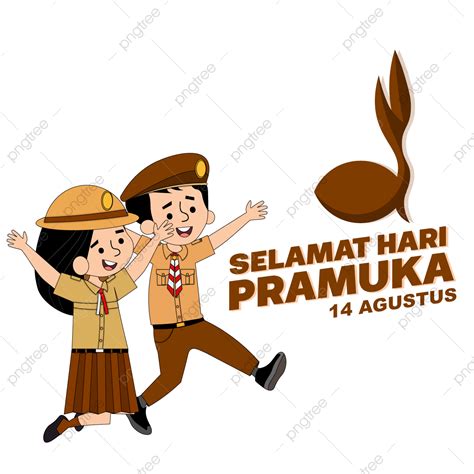 Selamat Hari Pramuka Kartoon Siswa Indonésia Png Vektor Png Hari