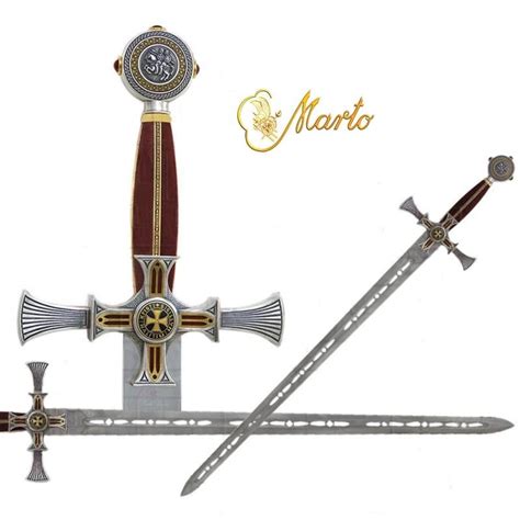 Marto Damascened Templar Sword Europeiska Svärd