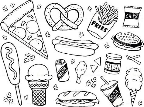 A Junk Foodfast Food Themed Doodle Page In 2020 Doodle Pages