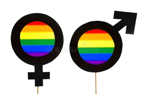 Os Símbolos Do Gênero Com Lgbt E Arco íris Embandeiram Cores Foto De