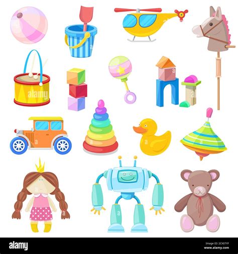 Kids Toys Vector Design Elements And Icons Set Color Toy For Baby Boy