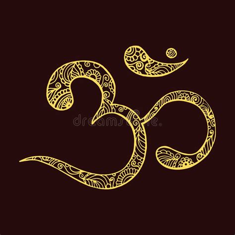 Hand Drawn Ohm Symbol Indian Diwali Spiritual Sign Om With High