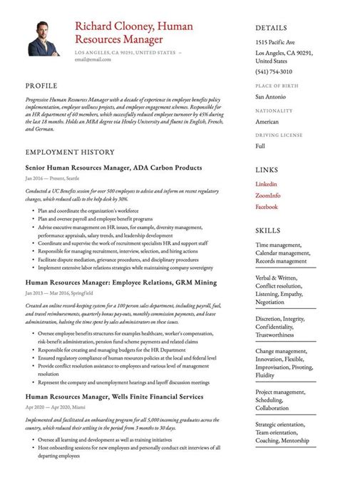 Human Resources Manager Resume Template In 2022 Human Resources