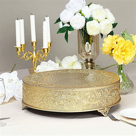 Balsacircle 18 Inch Wide Round Embossed Cake Stand Riser Wedding