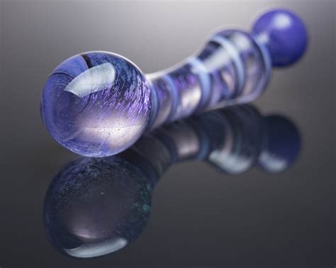Glass Dildo Purple Ribbon Dichro