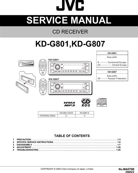 Jvc Car Stereo System Kd G801 Users Manual