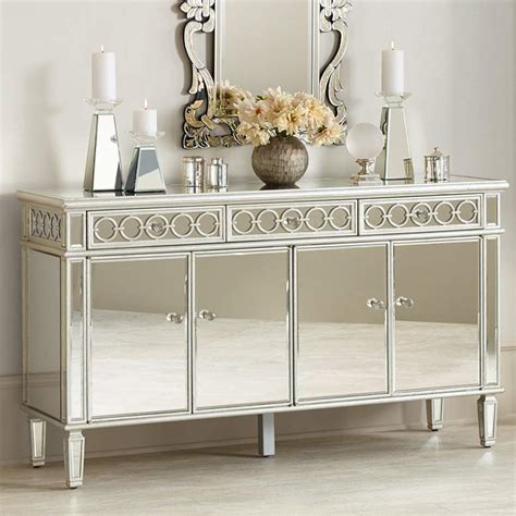 Expertly crafted of reclaimed pine, the ashworth buffet beautifully reveals the grain and markings of the original lumber. Elizabeth 60" Wide 4-Door Silver Mirrored Buffet Cabinet ...