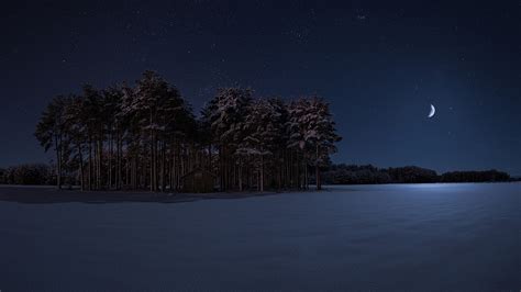 3840x2160 Starry Winter Night 4k Wallpaper Hd Nature 4k