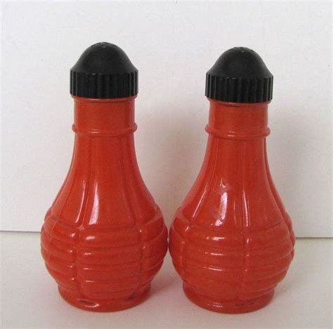 Vintage Hazel Atlas Fired On Red Salt And Pepper Shakers Red Glass