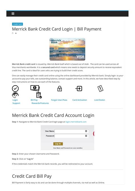 Enjoy the freedom of a merrick bank visa ® card by accepting your offer today! Merrick Bank Credit Card Login by creditwiki - Issuu