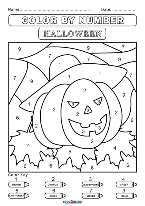 free color by number worksheets cool2bkids halloween