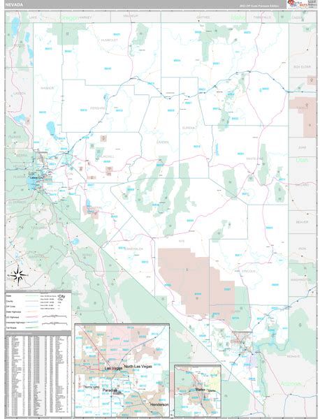 Nevada Zip Code Maps Premium