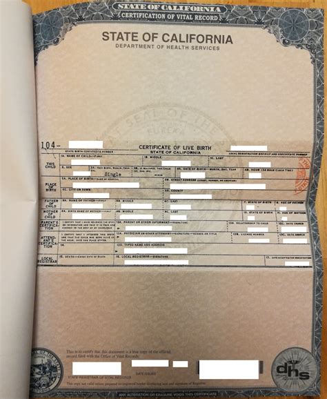 Certification of vital record USA (California) - Musterübersetzungen
