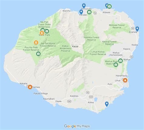 Large Map Of Kauai