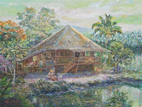 Traditional Philippine Nipa Hut Painting