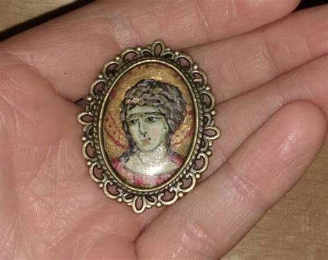Iconsicon Orthodox Broochespin Brooch Hand Paintedhand Etsy Uk