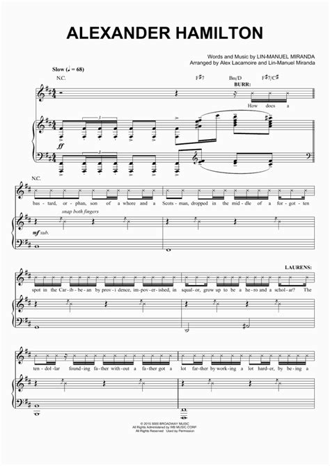 Alexander Hamilton Piano Sheet Music | OnlinePianist