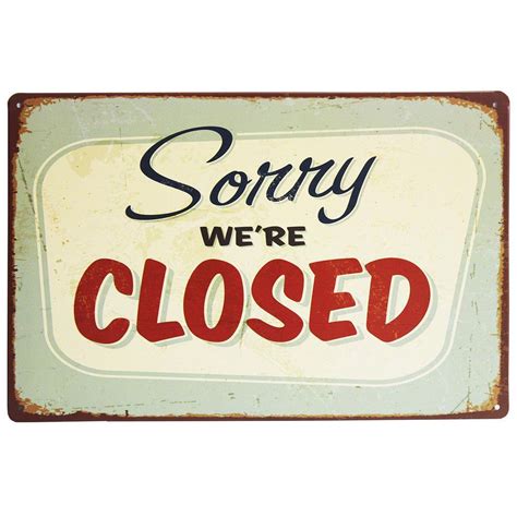 Metal Plaque Sorry We Are Closed Retro Tin Signs Bar Wall Decor