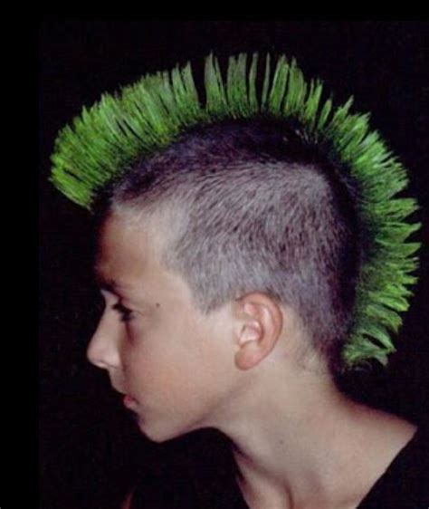 Boy Mohawk Hairstyle With Hair Color In Green