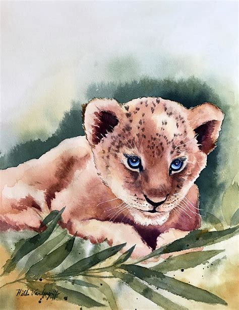 Kijani The Lion Cub Painting By Hilda Vandergriff