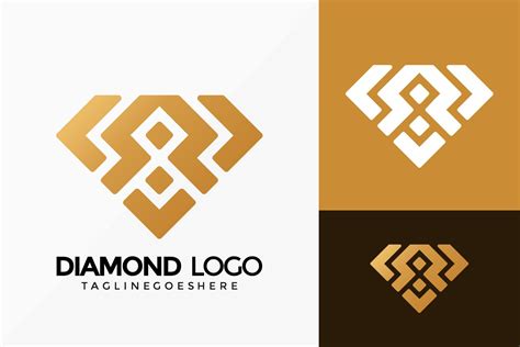 Premium Golden Diamond Gemstone Logo Vector Design Abstract Emblem