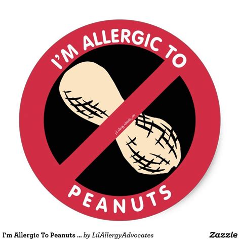 Im Allergic To Peanuts Food Allergy Symbol Kids Classic Round Sticker