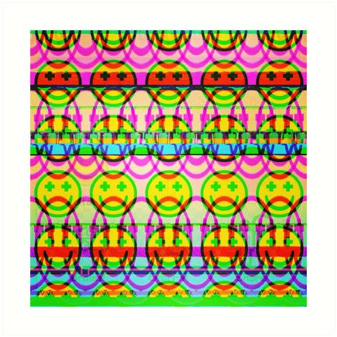 Psychedelic Smiley Face Pattern Art Print By Nietr Redbubble
