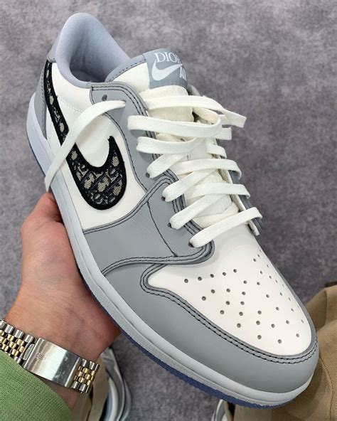 This dior x air jordan 1 features a white and grey upper with air dior branding on the tongues and above the wings logo. Dior x Air Jordan 1 High Reportedly Limited to 8,500 Pairs ...
