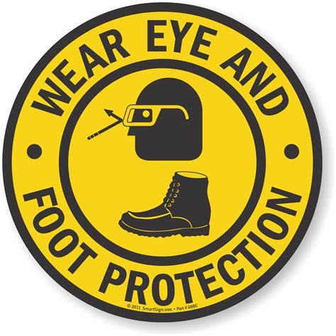 Wear Eye And Foot Protection Adhesive Floor Sign Sku Sf 0169