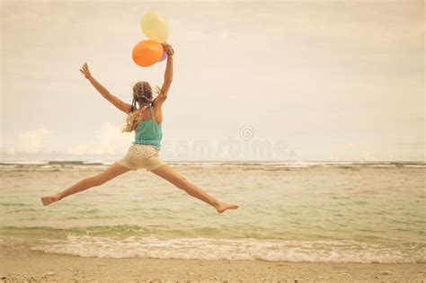 Happy Woman In Water Having Fun With Balloons Stock Image Image Of Underwater Balloons