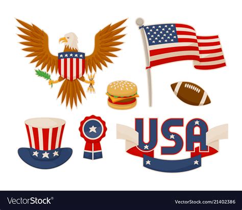 Various American Symbols Set Royalty Free Vector Image