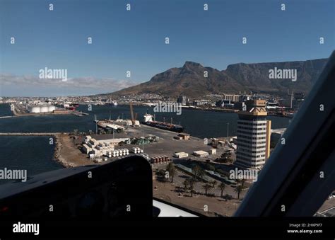 Cape Town South Africa 2022 Helicopter Pilots View Of Cape Town Port