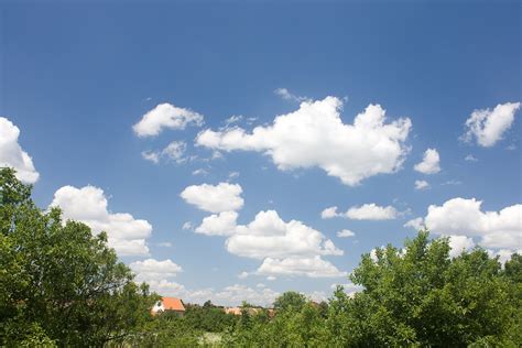 Free Sky Clouds Trees And Houses Stock Photo