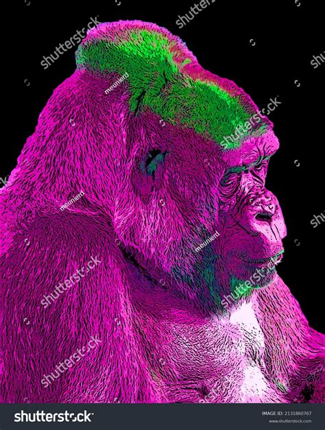 Pop Art Gorilla Icon Color Spots Stock Illustration 2131860767