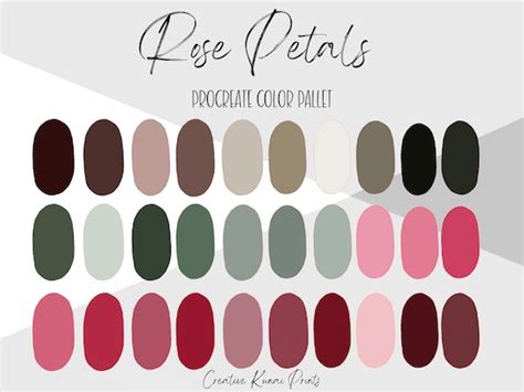 Rose Petal Procreate Palette Floral Color Swatches Instant Etsy