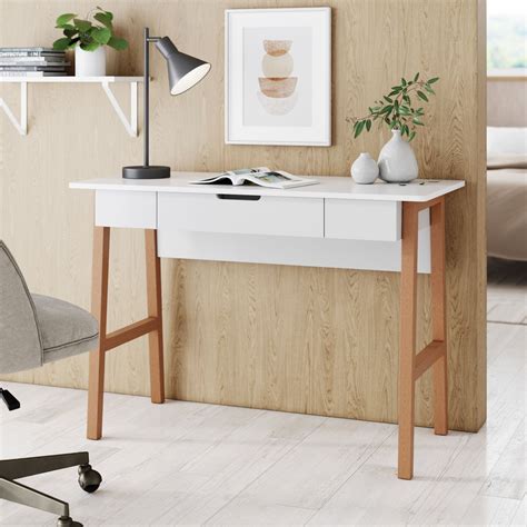 Nathan James Telos Home Office Computer Desk With Drawer White Modern