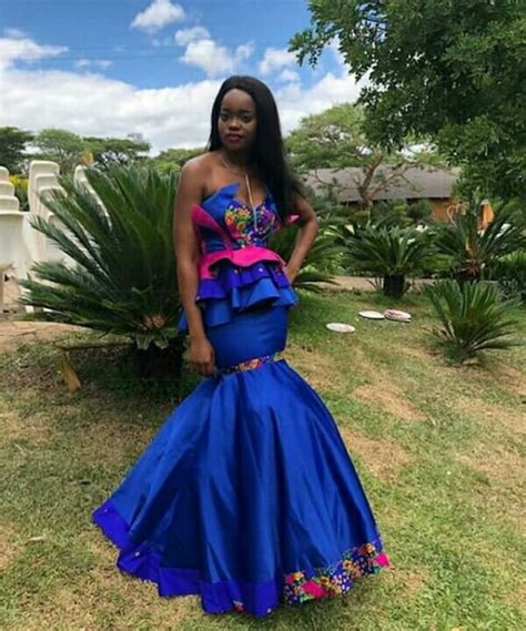 Clipkulture Beautiful Blue Strapless Tsonga Traditional Wedding Dress