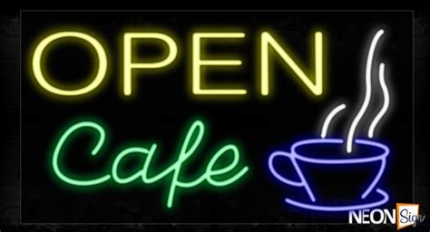 Open Cafe With Cup Logo Neon Sign Neonsign Com