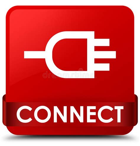 Connect Red Square Button Red Ribbon in Middle Stock Illustration