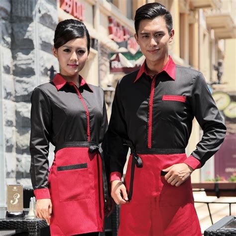 Restaurants Coffee Bar Waiter Waitress Uniform Shirt Apron Nowsel