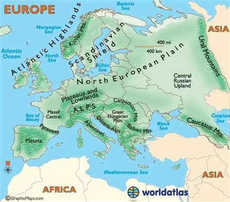 Map Of Europe Asia Border A Map Of Europe Countries