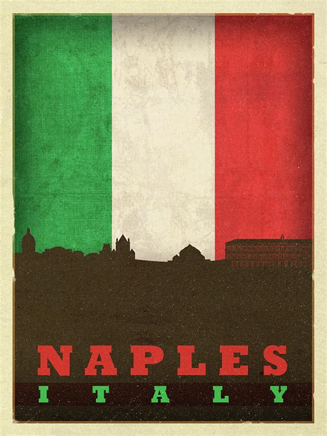 Naples Italy City Skyline Flag Mixed Media By Design Turnpike