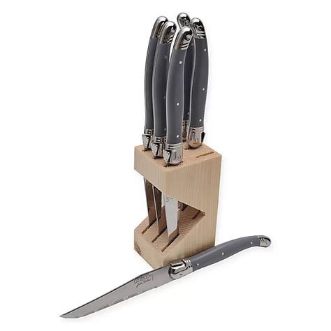 Laguiole 6 Piece Steak Knife Block Set In Grey Bed Bath And Beyond