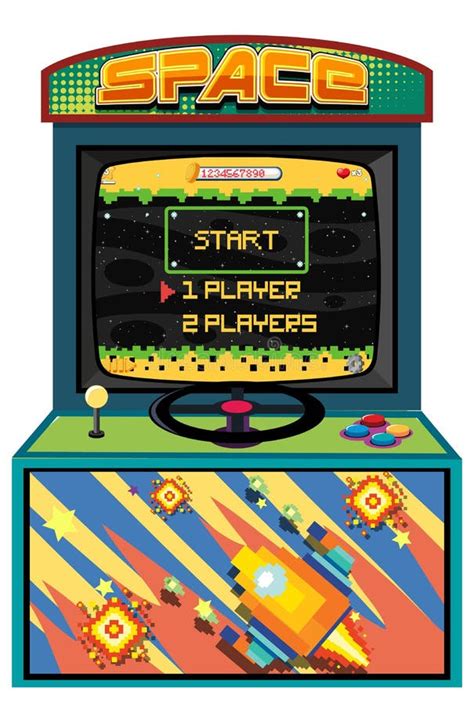 Retro Arcade Cabinet Isolated On White Background Stock Vector
