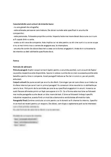 Referat: Model Scrisoare De Intentie (#338974) - Graduo