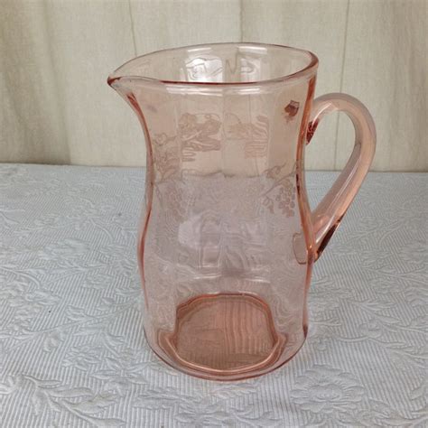 Pink Glass Pitcher Etsy