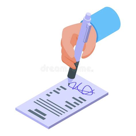 Handwriting Signature Icon Isometric Vector Document Contract Stock